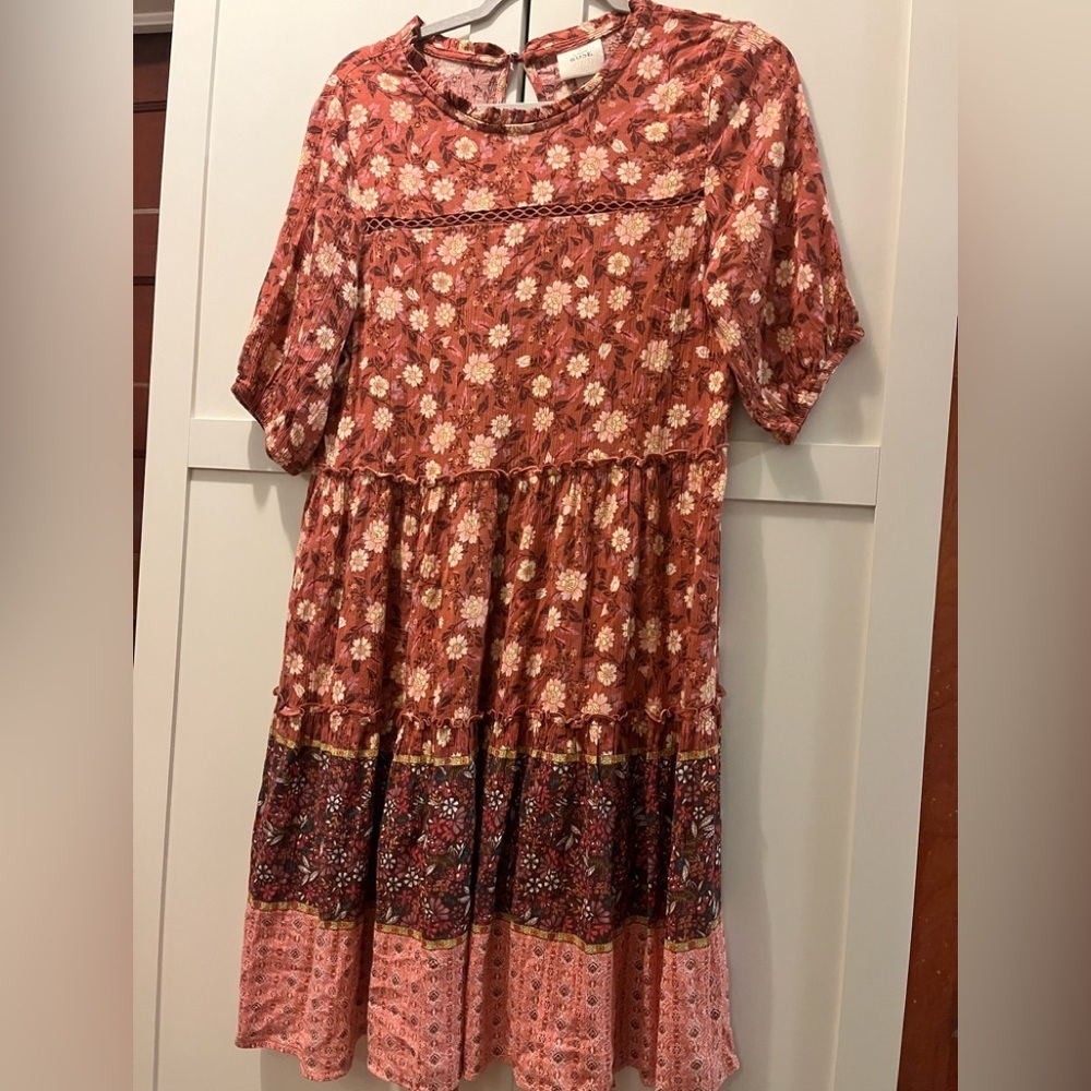 Knox Rose rust colored floral pullover comfortable dress size extra small
